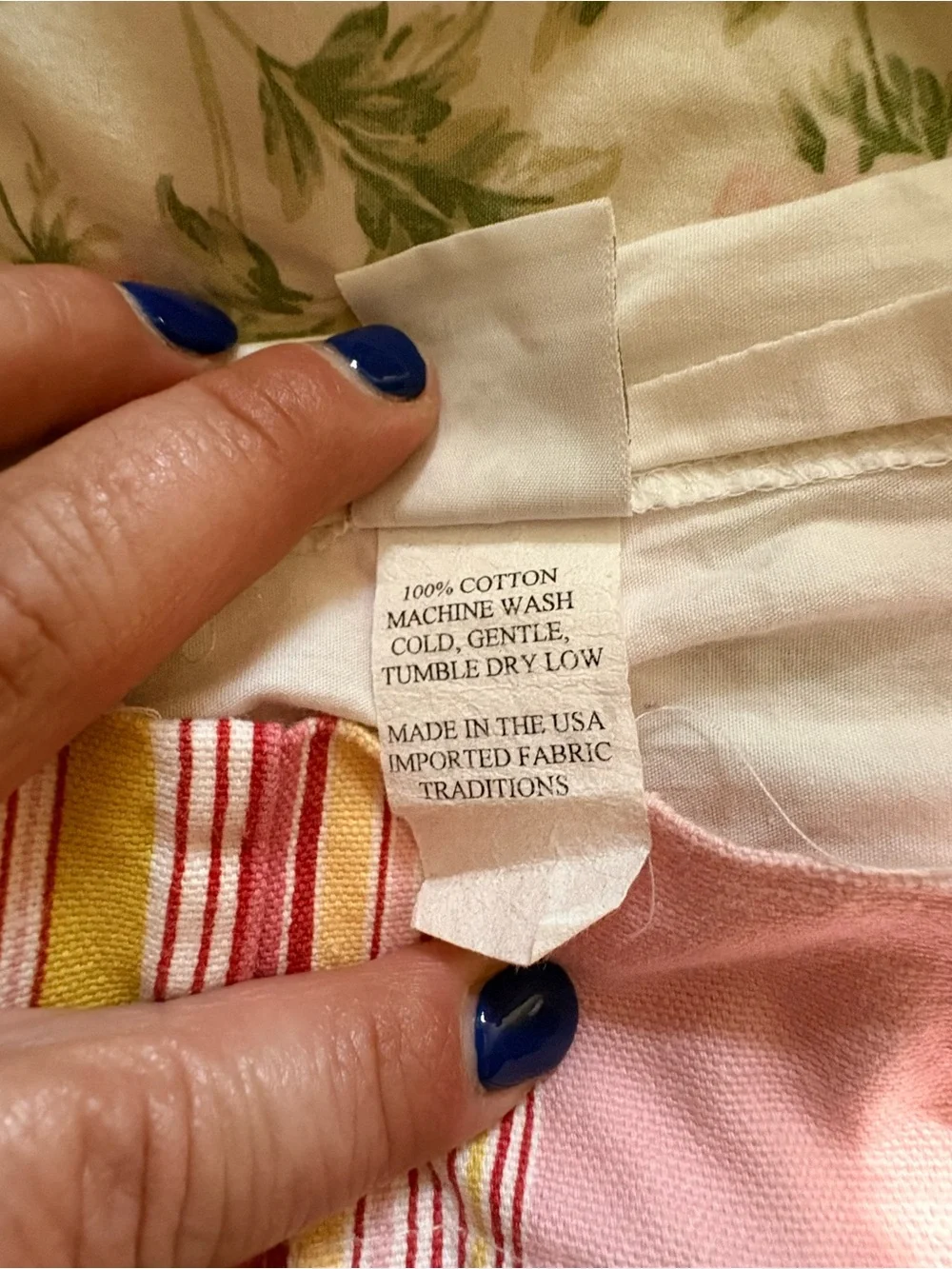 Striped Pink and Yellow Cotton Duvet Cover